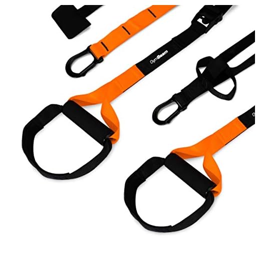 GymBeam TRX Fitness da Casa, Sistema di Allenamento in Sospensione, Capacità di Carico 450kg, Facilità di Installazione, Regolabile e Trasportabile con Borsa, Impugnature in Morbida Spugna