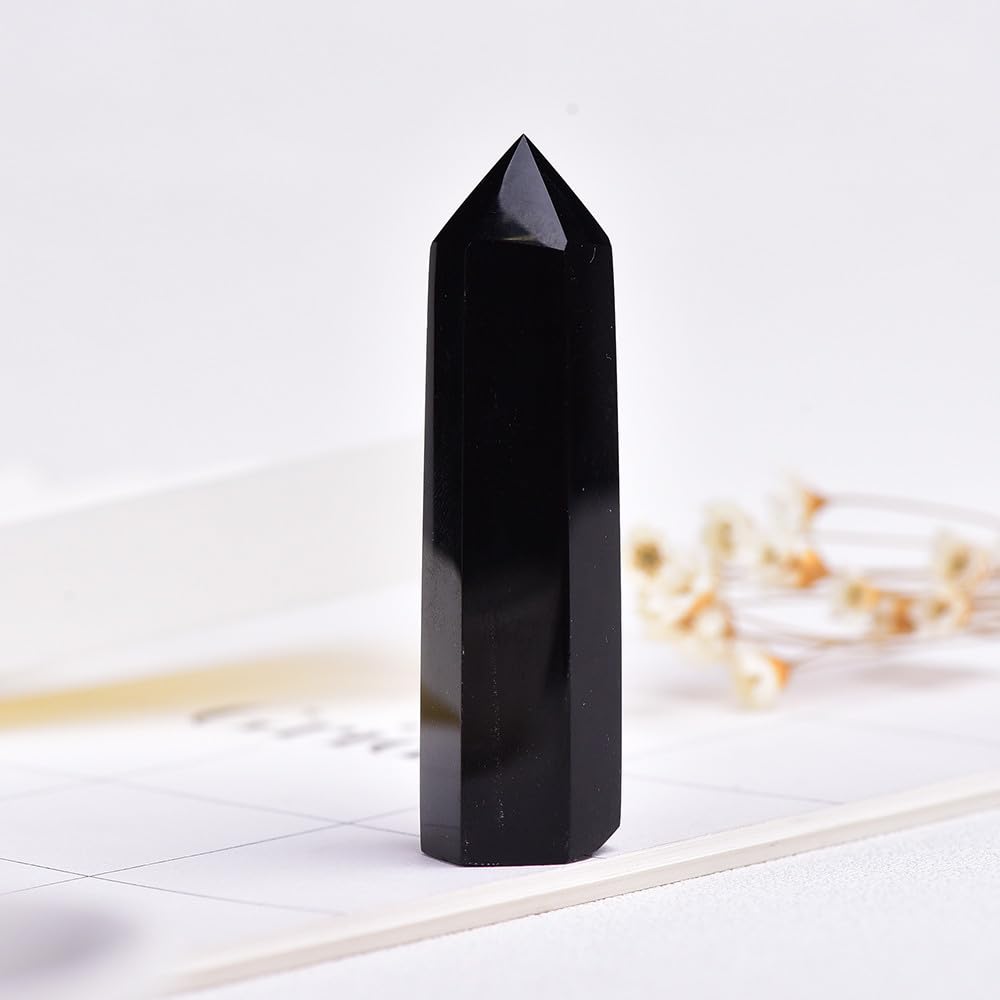 Quartz de cristal naturel LVTFCO obsidienne 6,7 cm pour decoration et artisanat