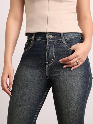 Image of Urbano Fashion Women's Mid Rise Bootcut Washed Jeans Stretchable
