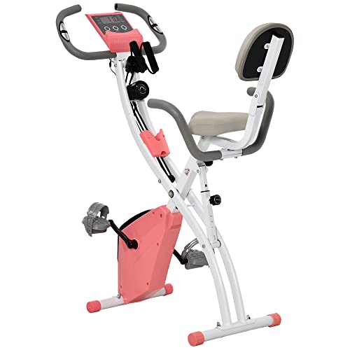 HOMCOM Vélo d'appartement pliable, vélo d'exercice, home traîner pour adultes, 8 niveaux de...