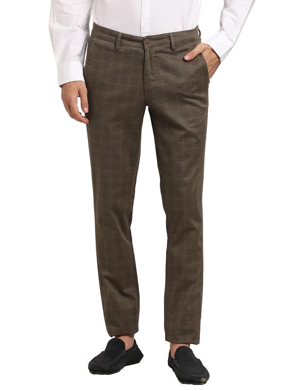 Pantalon en coton extensible marron à carreaux offrant confort et liberté Turtle