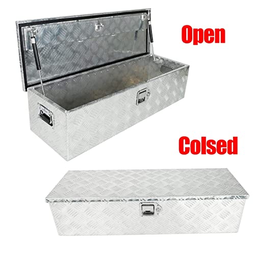 Lucasng 39"X13"X10" Silver Aluminum Heavy Duty Pick Up Truck Truck Bed Tool Box Trailer Storage Tool Box W/Lock & Keys #TOP2