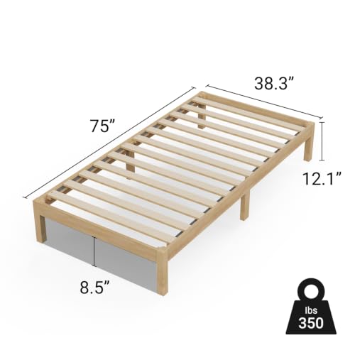 Image of LIFEMENT Twin Bed Frame Classic Wood Platform, Noise Free, Under Bed Storage, No Box Spring Needed, Easy Assembly, Natural Natural