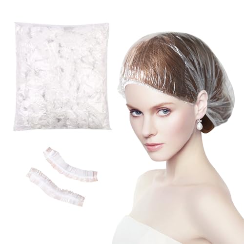 TIANTHH シャワーキャップ 使い捨て 100枚入り 防水 ヘアキャップ ヘアカラー用 髪染め用 お風呂 温泉スパ ヘアサロン 調理 旅行 出張 コンパクト食品工場 業務用 フリーサイズ 男女兼用 透明 衛生的