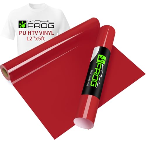 Image of VINYL FROG HTV 10 inch x5FT PU Red Heat Transfer Vinyl Roll for T Shirts,Garments Bags and Other Fabrics