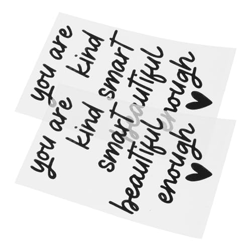 Alasum 2pcs Adhesivo Espejo Vinilo con Texto Negro