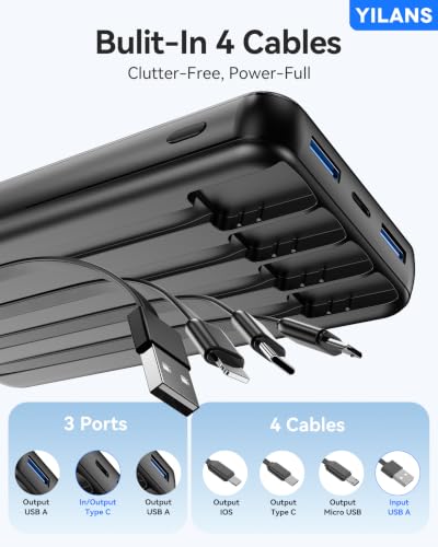 YILANS Portable Charger 50000mAh, 22.5W Power Bank with Built-in 4 Cables | Charges 6 Devices, Fast Charging Travel Essential, External Battery Phone Pack for iPhone 18-12, for Samsung/Android/iPad - image 7