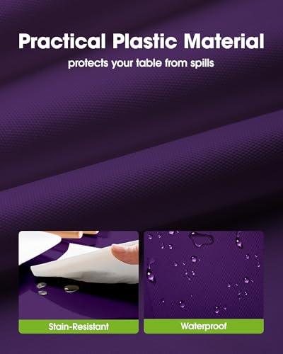 Image of Pureegg Plastic Table Cloth Disposable 10 Pack, 84'' Round Table Cloths, Halloween Party Decorations, Summerween Decor, Halloween Tablecloths, Round, Plastic Cover, Leakproof & Sturdy, Purple