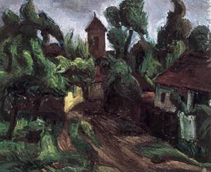 Peinture à l'huile haut de gamme Szentendre 1935 de Vilmos Perlrott-Csaba