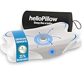 HelloPillow - Almohada Cervicales y Cuello de Espuma Viscoelastica, Almohada Ergonómica para Dormir de Lado y Boca Arriba (Gris)