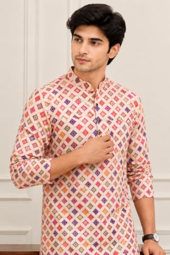 Image of FOXDX Men's Traditional Cotton Floral Printed Only Kurta
