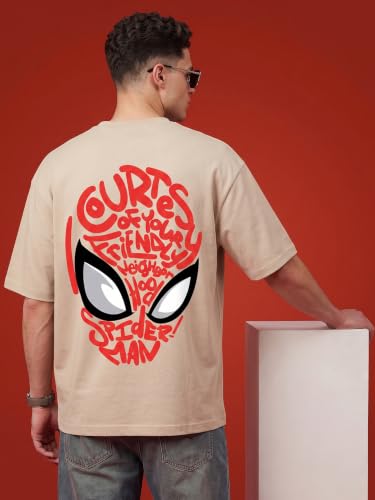 Image of Veirdo Men Spider-Man Printed Oversized T-Shirt