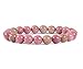 Natural Pink Rhodonite Gemstone Bracelet 7 inch Stretchy Chakra Gems Stones Healing Crystal (Unisex) GB8-5