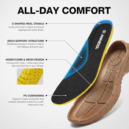 Image of NINGO Soft Toe Waterproof Work Boots for Men, Lightweight Comfortable Hiking Shoes for All Day, Non Slip Breathable Military Tactical Army Boots for Motorcycle, Jungle, Outdoor, Sport