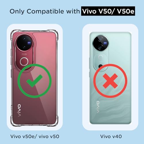 Image of Outlouders Back Cover for Vivo T4R 5G / iQoo Z10R 5G / Vivo V50 5G / V50e 5G Clear Transparent PC + TPU Bumper Case with Raised Edges for Shockproof Protection(Transparent)