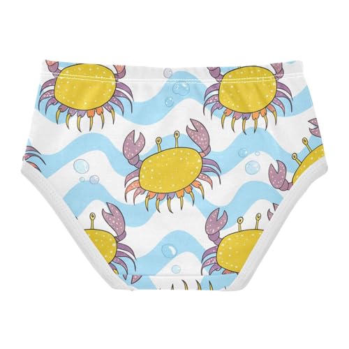 Cartoon Yellow Crabs Pastel Girls Underwear Toddler 2t Cotton Little Girl Panties Pattern Briefs Undies Kids2
