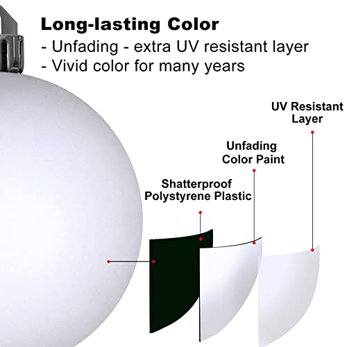 White 2.5" Christmas Balls Christmas Tree Decoration Ornaments Shatterproof Hanging Balls For St Patrick's Day Valentine Easter Decorations Set Of 24Pcs #TOP3