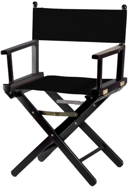 ZStyle Chaise de réalisateur pliante en bois, 90 cm de hauteur, 54 cm de large, 48 cm de profondeur, noire (fond noir - toile noire)