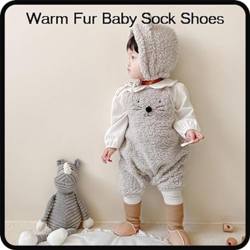 Warm Fur Baby Sock Shoes - Multiple Colors Baby Girls Toddler Winter Warm Shoes, Plush Shoes for Newborn Infant Toddler (13cm/ 5.1in（6-12 Months）,Camel)3