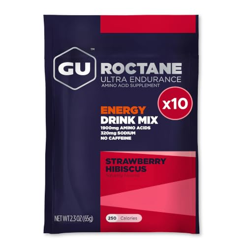GU Energy Roctane Energy &amp; Hydration Drink Mix, Strawberry Hibiscus, 10 Single Serving Packets