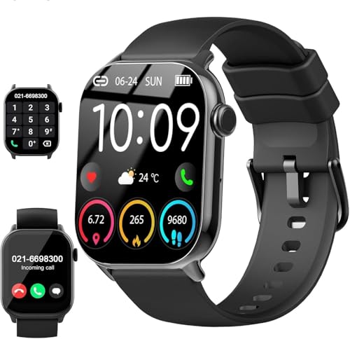 Reloj Inteligente Hombre Mujer con Llamadas Bluetooth, Smartwatch 1.96' con SpO2/Pulsómetro/Monitor de Sueño/Podómetro, 110+ Modos Deport, IP68 Impermeable Pulsera Actividad para Android iOS, Negro