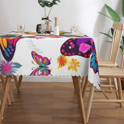 Nappe rectangulaire colorée fleurs papillons 137x183cm imperméable - 4