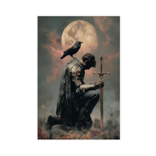 Impression sur toile chevalier agenouillé tableau mural salon et chambre