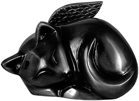 Sleeping Angel Cat Brass Cremation Urn (Engravable) (Engraved, Black)