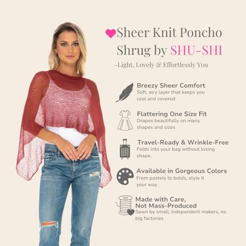 Image of SHU-SHI Womens Sheer Knit Poncho Shrug Lightweight Cover Up One Size Fits Most
