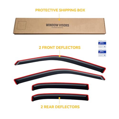 Image of in-Channel Rain Guards Window Visor for 2011-2023 Chrysler 300 | Shields Vent Deflector Shade Wind Dark Smoke 2013 2014 2015 2016 2017 2018 2019 2020 2021 2022, Tape-On Inside-Mount, 4PCS