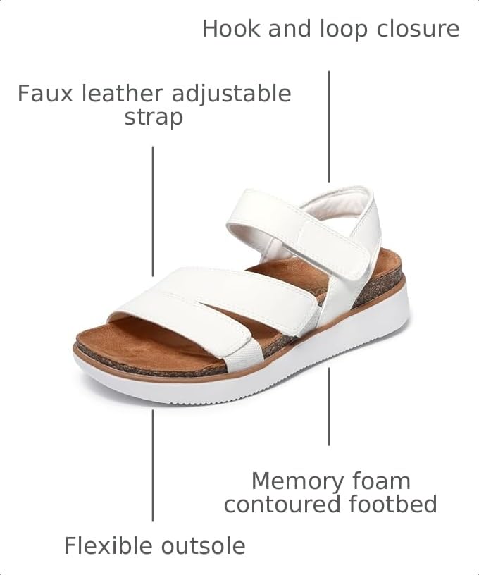Image of Skechers Women's Lifted Comfort | Skecjers Memory Foam Footbed, Cork Trim, Adjustable Strap, Vegan, Hook and Loop Closure