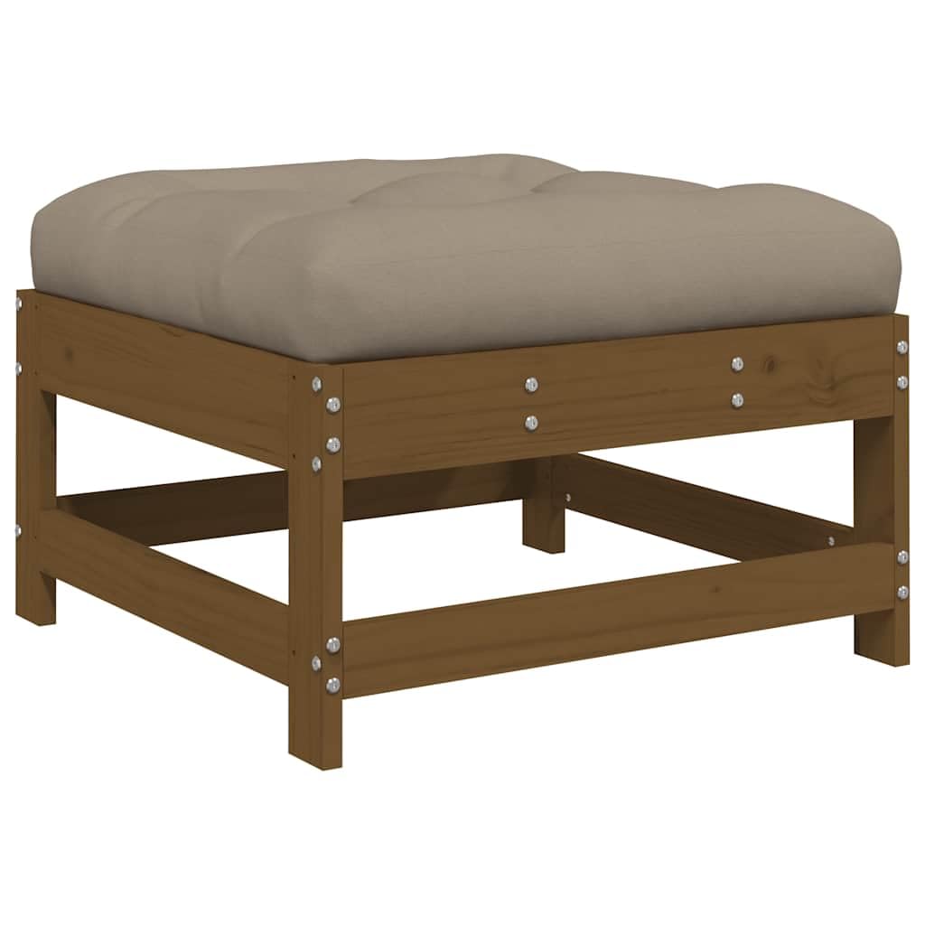 HaoChrymec Gartenhocker mit Kissen 2 STK. Honigbraun Massivholz Kiefer, Modulares Design, Hocker Outdoor, Fußhocker für Terrasse und Garten, 62 x 62 x 32 cm