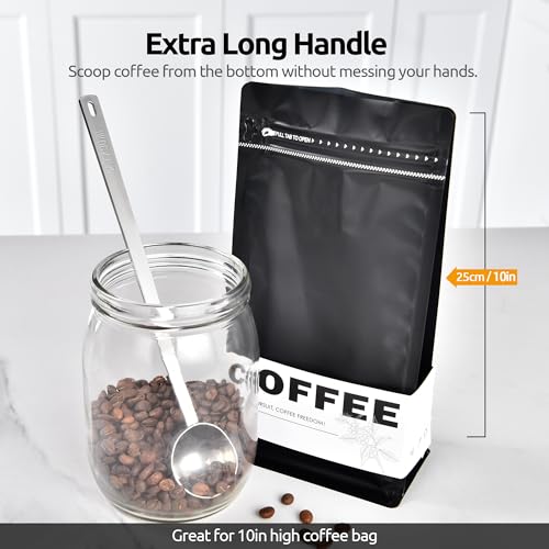 Image of U-Taste Coffee Scoop 2 Tablespoon: 18 /8 Stainless Steel Measuring Scooper for Ground Coffee, Bean, Powder, Espresso, 8.5in Extra Long Handle Metal Meaure Spoon for Canister, Jar (2Tbsp /30ml, Silver)