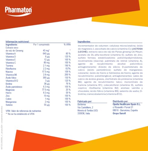 Pharmaton Complex - Multivitamínico con Ginseng G115-30 Comprimidos - Energía Física y Mental - Vitaminas para el cansancio - imagen 8