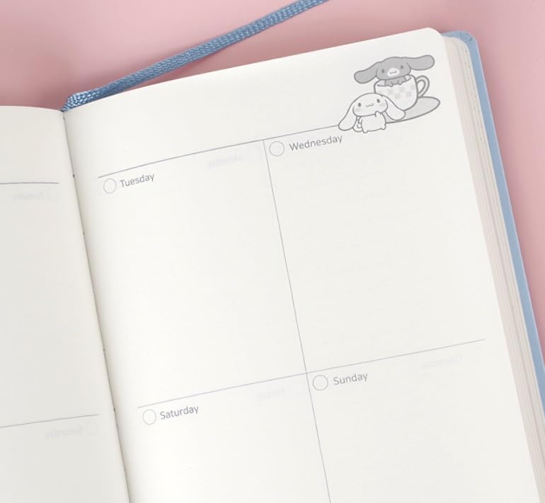 Cute Kitty Melody Friends Daily Weekly Monthly Planner, Diary, 7.3 x 5.2 Inches, Stickers Included, Premium Quality Hard Cover (The 2024-2025 calendar is included at the beginning of the planner, but it is a full-length model with no date, such as weekly or monthly planner, and can be used freely regardless of the year.) (SkyBlue) - Image 4