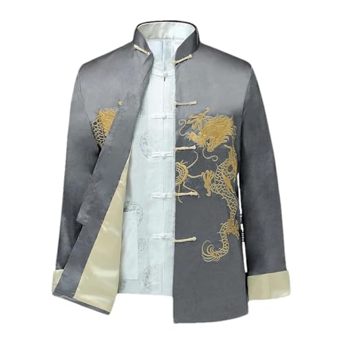 Traditional Chinese Style Men Kung Fu Tops Embroidery Dragon Hanfu Blouse Tang Suit Jackets Cheongsam New Year Coats