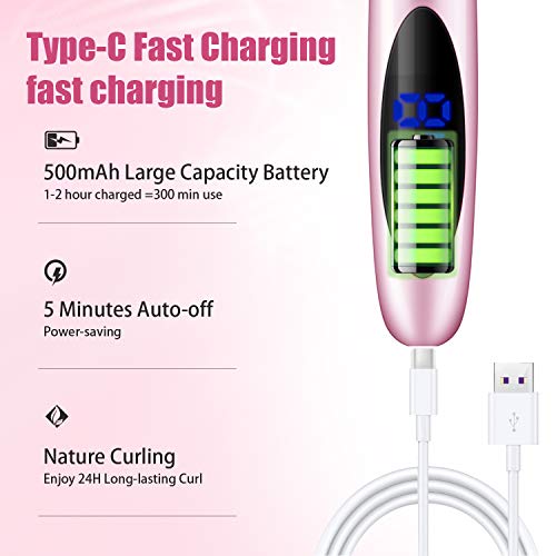Heated Eyelash Curler, Type-C Rechargeable Electric Eyelash Curler for Women, Portable Mini Lash Curler Tool with LCD Display for Quick Heating,Natural Curling,Long Lasting, for Girls Gift-Pink