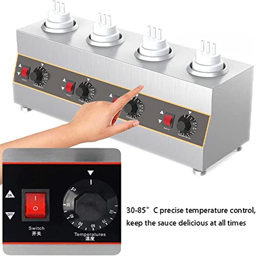 Ansnal Commercial Sauce Heating Machine,Electric Food Sauce Warmer Heater Jam Heat Preservation Machine Chocolate Electric Water Heater Stainless Steel,4 Grids #TOP2