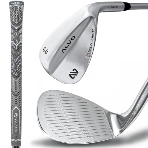 ALVO GOLF Satin Chrome - Individual Wedges Golf Wedges 60 Degree - Wedge Mens Golf - Gap Wedge, Sand Wedge, lob Wedge Golf Club for Men - Premium Grip, Pitching Wedge for Men Right Hand