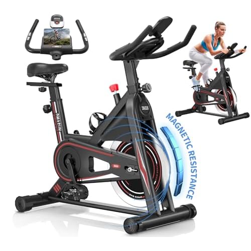 Exercise Bike, DMASUN Silent Magnetic Resistance Stationary Bike for Home with 330 LB Capacity, Workout Bike with Comfortable Seat Cushion, Digital Display with Pulse