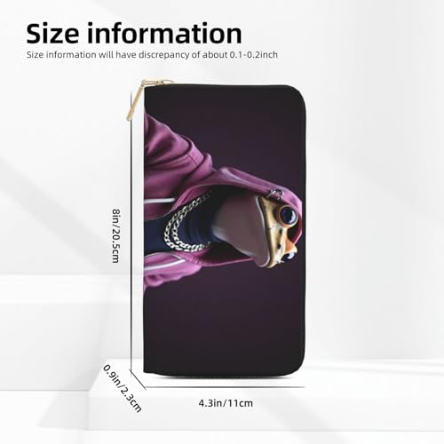 Wallet Women - Purple Hoodie Frog Print Leather Wallet for Women with Zipper, Cute Bifold Long Ladies Wallets2
