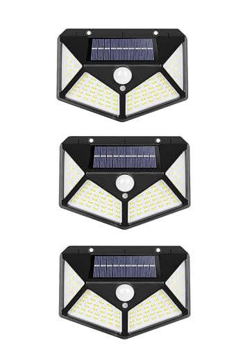 Image of Btag Solar Motion Sensor Sun-Powered 114 LED Wall Light | 1W Wireless Waterproof LED Outdoor Lamp with 120 Degrees Angle Lighting | Wall-Mounted Security Light for Garden,Pathway, Yard. Pack of 3 (XL)