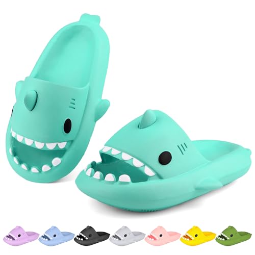 Image of Kids Shark Cloud Slides | Boys Girls Slip On Sandals | Toddler Beach Slippers | Youth Fish Flip Flops Pool Shower Shoes