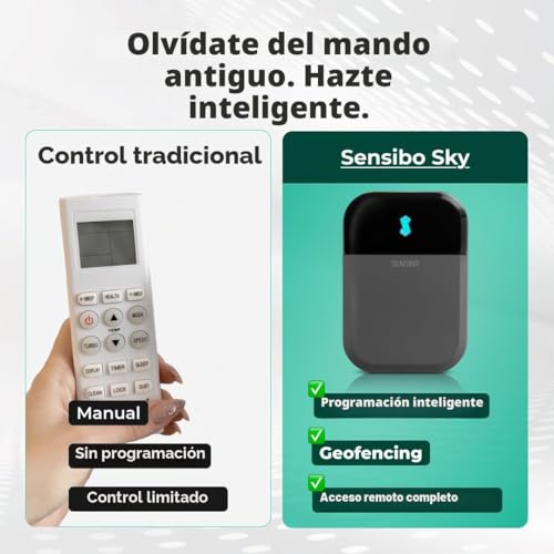 Miniatura 5 de Sensibo Sky - Controlador WiFi Inteligente de Aire Acondicionado. Mantiene la Comodidad con energía eficiente. Instalación fácil y rápida. Termostato automático Compatible con Google, Alexa, Siri.