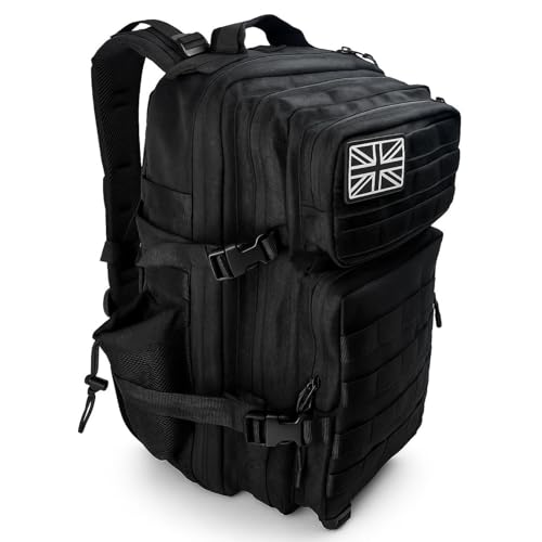 Military Tactical Backpack 45L Heavy-Duty Water-Resistant Rucksack with Webbing 6 Compartments & Padded Back Support Ideal for Hiking, Athletes, Gym, Travel, Sports, Camping & Everyday Carry