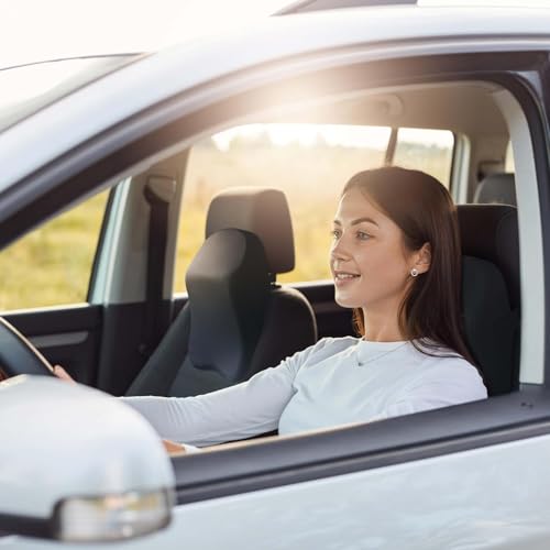 Image of Car Neck Pillow,Memory Foam Car Headrest Pillow for Neck Support, Breathable Removable Cover & Adjustable Strap, Ergonomic Design for Driving Comfort, Neck Pain Relief,Travel (2, 42CM-31CM-13CM)