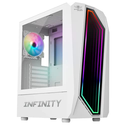 Spirit Of Gamer - INFINITY ARTIC | Gabinete Gamer Blanco Medio Torre | Torre Vacía RGB con Cristal Templado | Compatible ATX, mATX, ITX | 2 Ventiladores de 120 mm incluyendo 1 ARGB miniatura 1