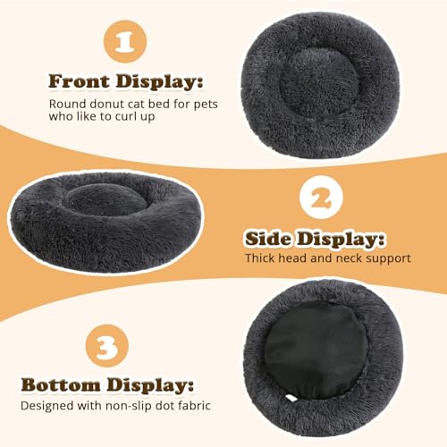 Image of JOLLYVOGUE Dog Bed, Calming Anti-Anxiety Large Dog Bed, Fluffy Donut Cushion for Medium and Large Pets (39 inch)