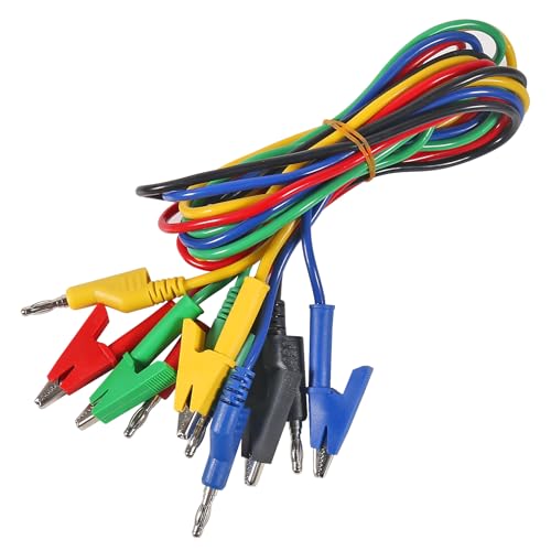 Image of 5pcs Test Leads 4mm Stackable Banana Plug to Crocodile Alligator Clips Flexible Cable Wire 3.3ft /1m for Multimeter Electrical Testing (Banana Plug to Alligator Clips)