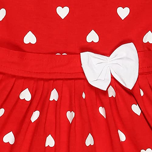 Image of Babeezworld Cotton Baby Girl Dress - Knee Length fit and Flare Dress Frock jhabla (Red; 1-2 Years)